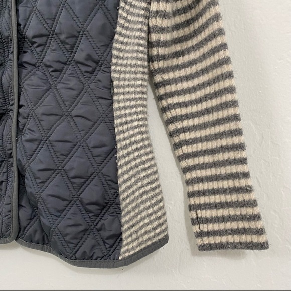 Dakini Women’s S Gray White Striped Wool Blend Jacket Full Zip Mock Neck - Picture 3 of 8